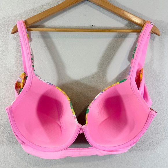 Lane Bryant Cacique Boost Balconette Bra 42DDD White Pink Floral Underwired - Picture 10 of 14